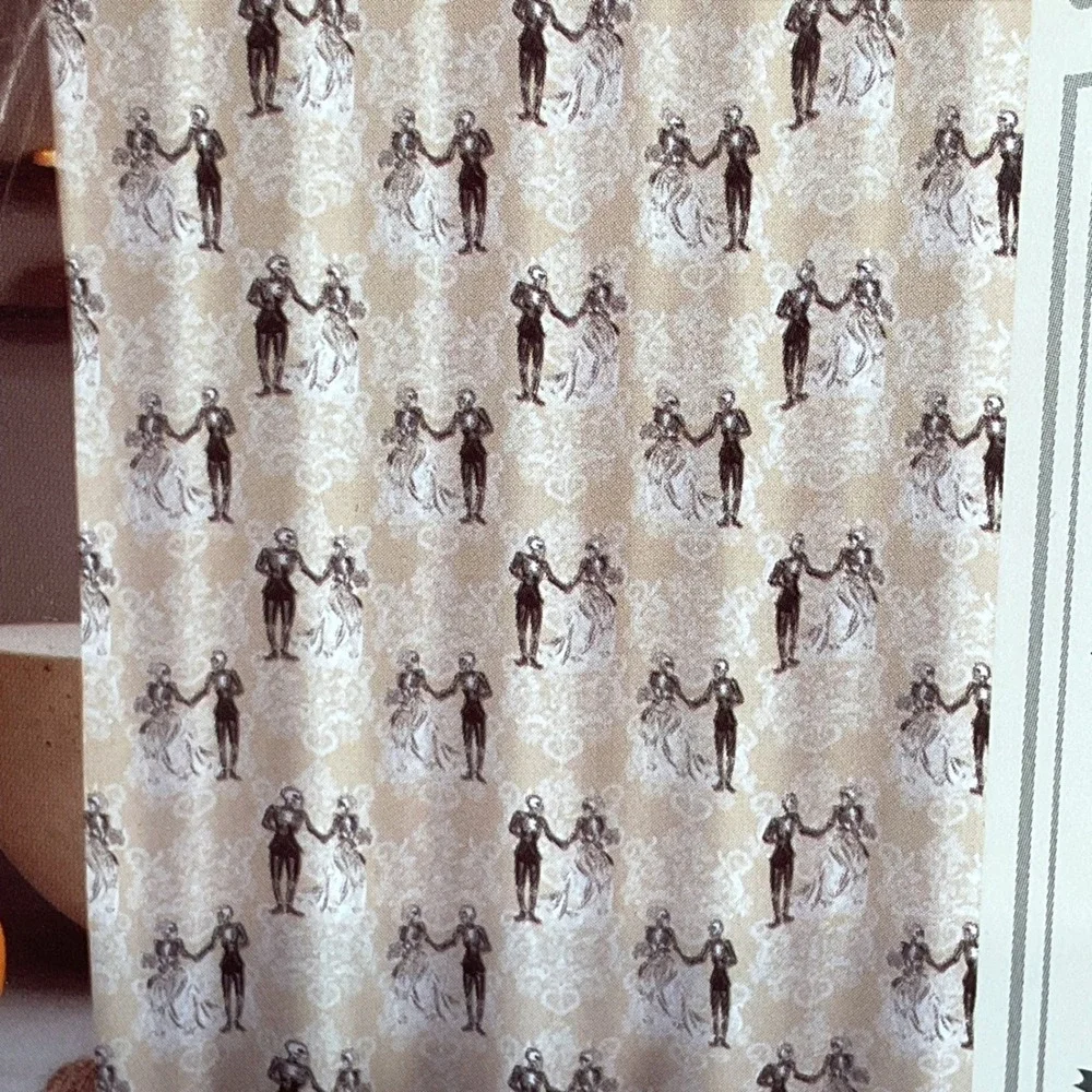 Envogue Halloween Day of the Dead Damask‎ Cotton Linen Shower Curtain 72x72
